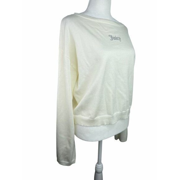 Juicy Couture Angel Womens Ivory Knit Crop Top With Rhinestone Detail Medium - Picture 4 of 14